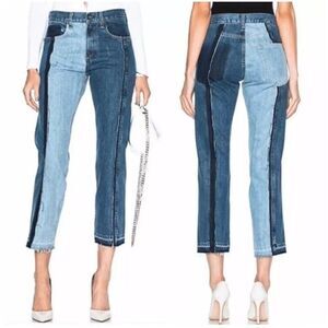 Rag & Bone Magnolia Two-Toned Cropped Jeans Reconstructed Reworked Denim Size 26